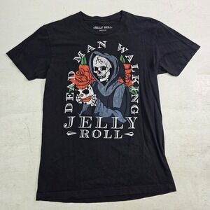 Jelly Roll "Dead Man Walking" Rock T-Shirt Reaper Rose Skeleton Graphic Men's M